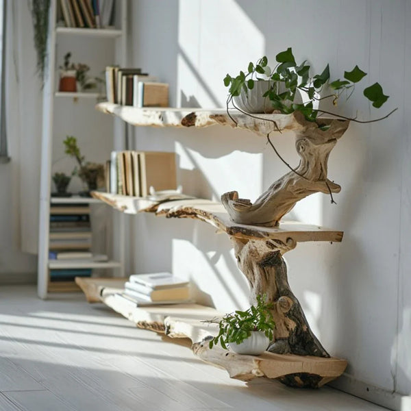 Farmhouse Tree Branch Live Edge Shelf