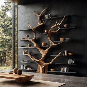 Sculptural Tree Bookcase - Artisan Tree-Inspired Wall Unit